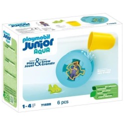 PLAYMOBIL Junior 71688 Roue aquatique avec bébé requin, Jouet pour le bain, D...