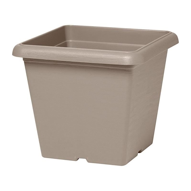 Pot de fleurs carré - GARDEN ID - Teramo Taupe - 40 x 35 cm - Résistant aux R...