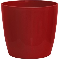 Cache-pot brillant - GARDEN ID - Shiny Rouge avec roulettes - 30 x 27 cm - As...