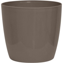 Cache-pot brillant - GARDEN ID - Shiny Taupe avec roulettes - 30 x 27 cm - As...