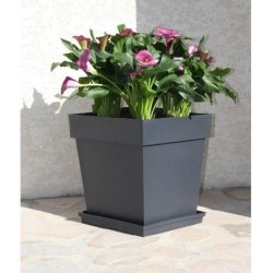 Pot de fleurs Carré 40 cm - EDA - Toscane - 38 L - 39 x 39 x H.39 cm - Gris A...