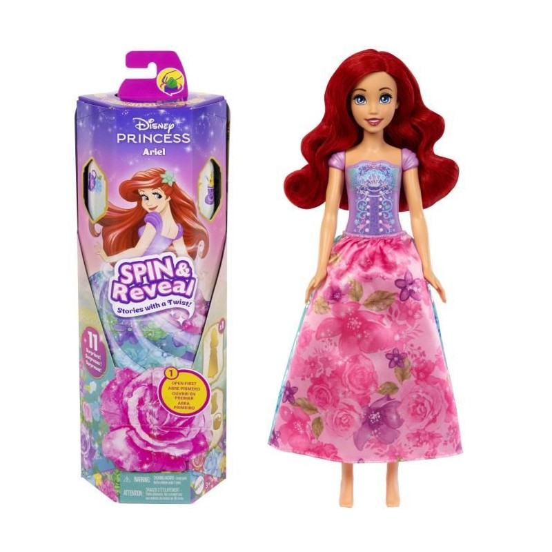 Spin & Reveal Ariel Mattel Poupée Disney Princesses avec 11 surprises