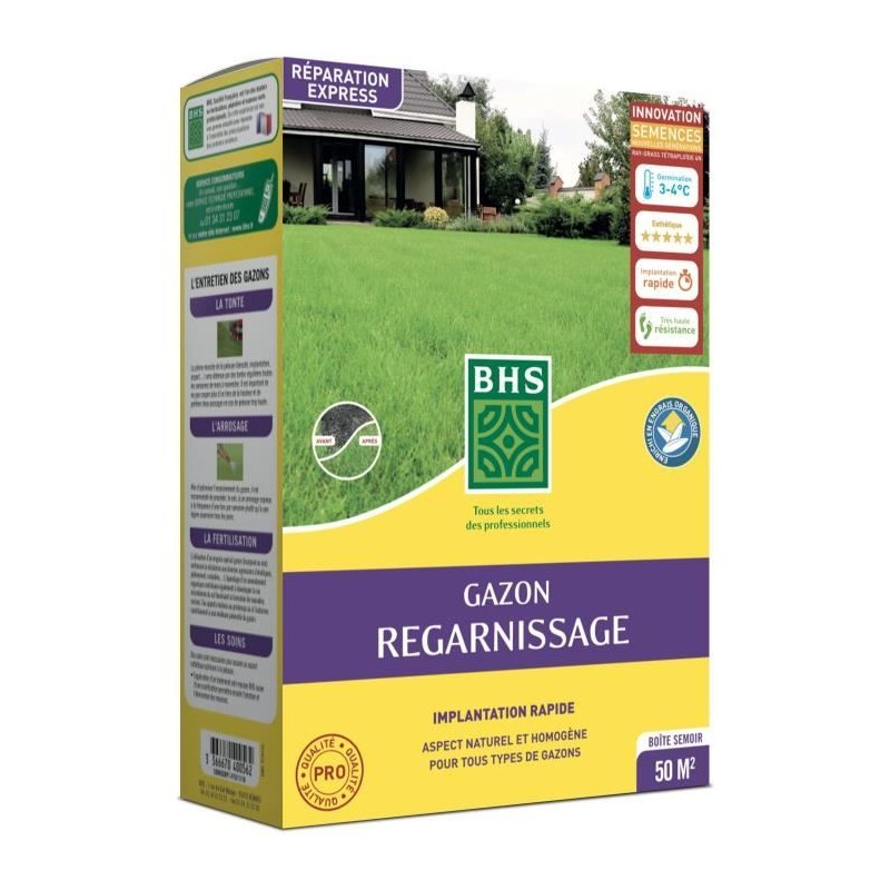 Semence de gazon - BHS -  Gazon Regarnissage 1kg