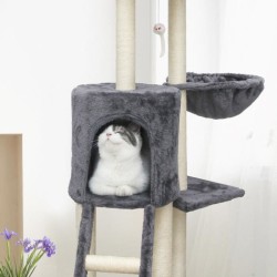 JIPSY Arbre a chat gris 79 x 34 x 138 cm - 3 plateformes, 1 perchoir, 1 niche...