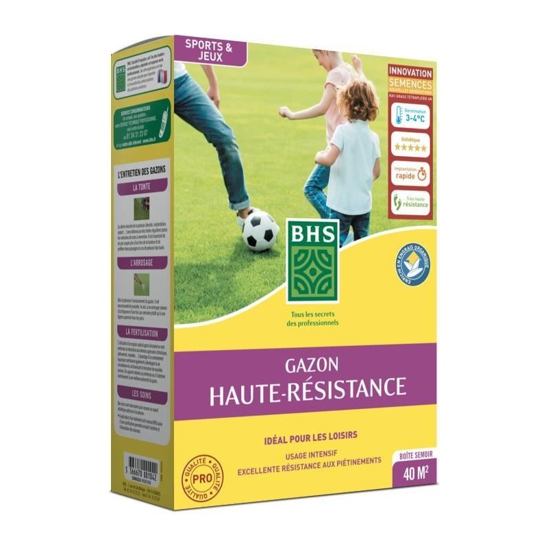 Semence de gazon - BHS -  Haute résistance 1KG - Usage Intensif