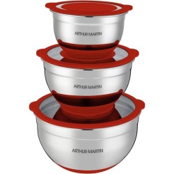 Set de saladiers - ARTHUR MARTIN - AM032 - 16-20-24 cm - Couvercles hermétiqu...