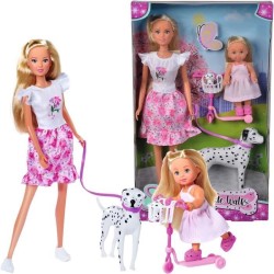 Steffi Love poupée dalmatien + Evi Love - 2 poupées 29 et 12 cm - 2 Figurines...