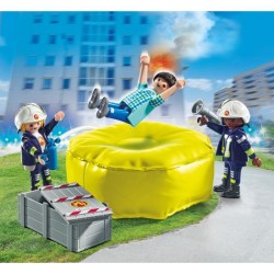 PLAYMOBIL 71465 Pompiers avec coussin de sauvetage - Action Heroes - Les pomp...