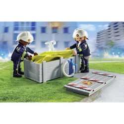 PLAYMOBIL 71465 Pompiers avec coussin de sauvetage - Action Heroes - Les pomp...