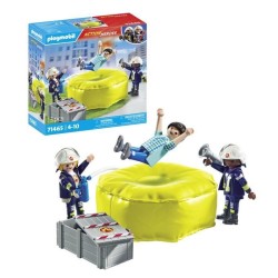 PLAYMOBIL 71465 Pompiers avec coussin de sauvetage - Action Heroes - Les pomp...