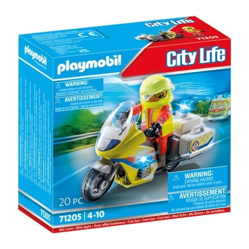 PLAYMOBIL 71205 Urgentiste avec moto, City Action Les Secouristes, effet lumi...
