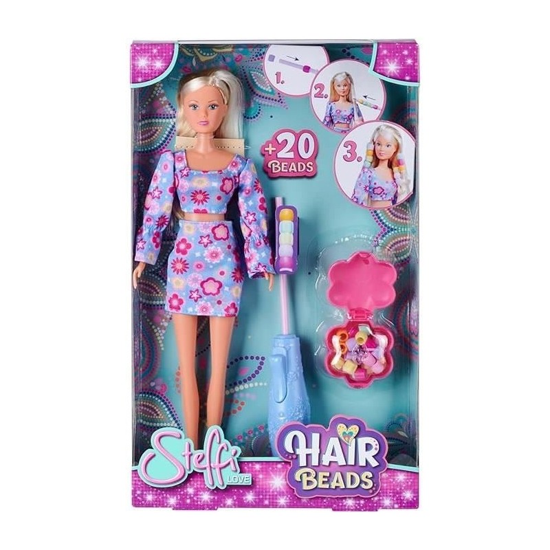 Steffi Love - Poupée perles - 29cm - Accessoires cheveux pour poupée - Des 3ans