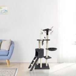 JIPSY Arbre a chat gris foncé  79 x 34 x 138 cm - 3 plateformes, 1 perchoir, ...