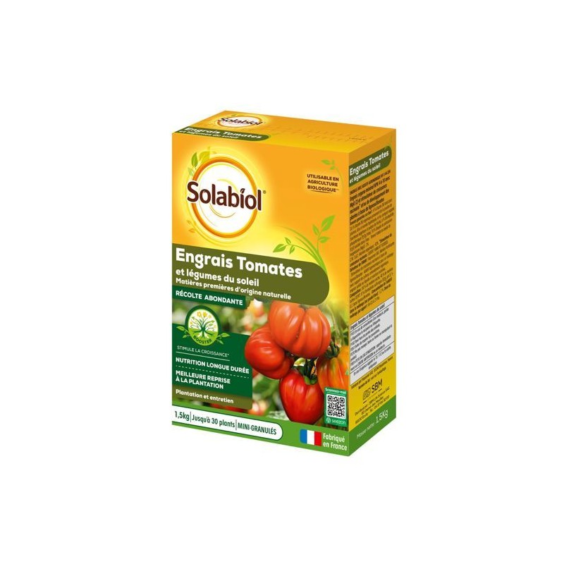 SOLABIOL Engrais tomates & légumes du soleil - 1,5kg - Jusqu'a 30 plants - Nu...