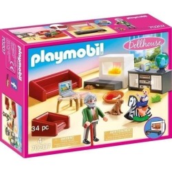 PLAYMOBIL 70207 Salon avec cheminée, Dollhouse La Maison Traditionnelle, 36 p...
