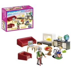 PLAYMOBIL 70207 Salon avec cheminée, Dollhouse La Maison Traditionnelle, 36 p...