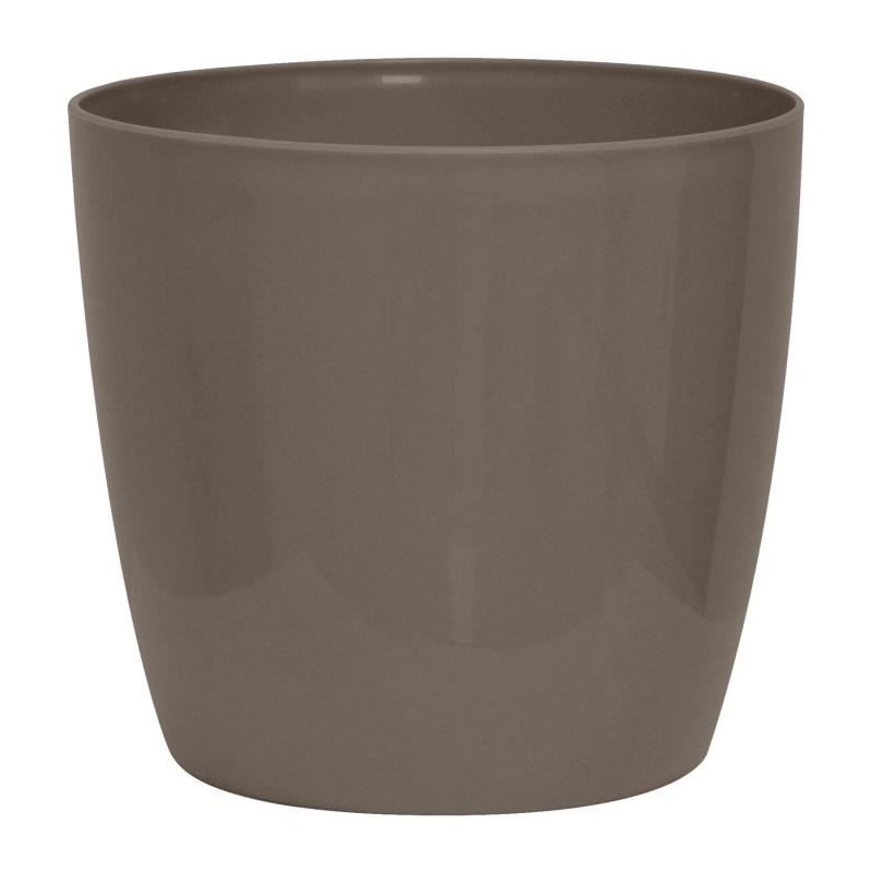 Cache-pot brillant - GARDEN ID - Shiny Taupe avec roulettes - 35 x 32 cm - As...