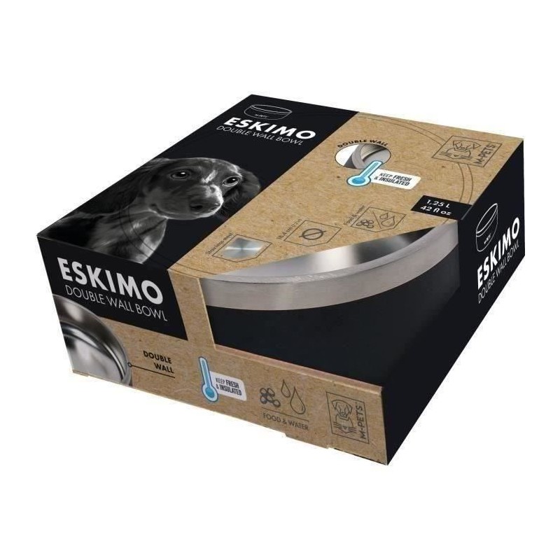 Gamelle ESKIMO Double paroi 1.25 L  - Mpets - Noire