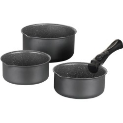 Set de 3 casseroles Gris Mat 16-18-20 cm + 1 poignée amovible - Aluminium – R...