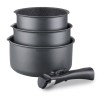 Set de 3 casseroles Gris Mat 16-18-20 cm + 1 poignée amovible - Aluminium – R...