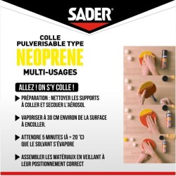 Colle aérosol néoprene multi-usages - SADER - Extra forte - Tous matériaux - ...