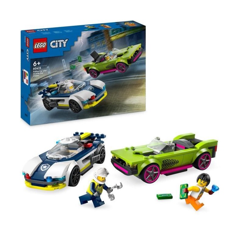 LEGO 60415 City La Course-Poursuite entre la Voiture de Police et la Super Vo...