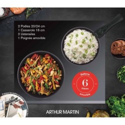 Batterie de cuisine - Tous feux dont induction - Arthur Martin - AM9582 - Alu...