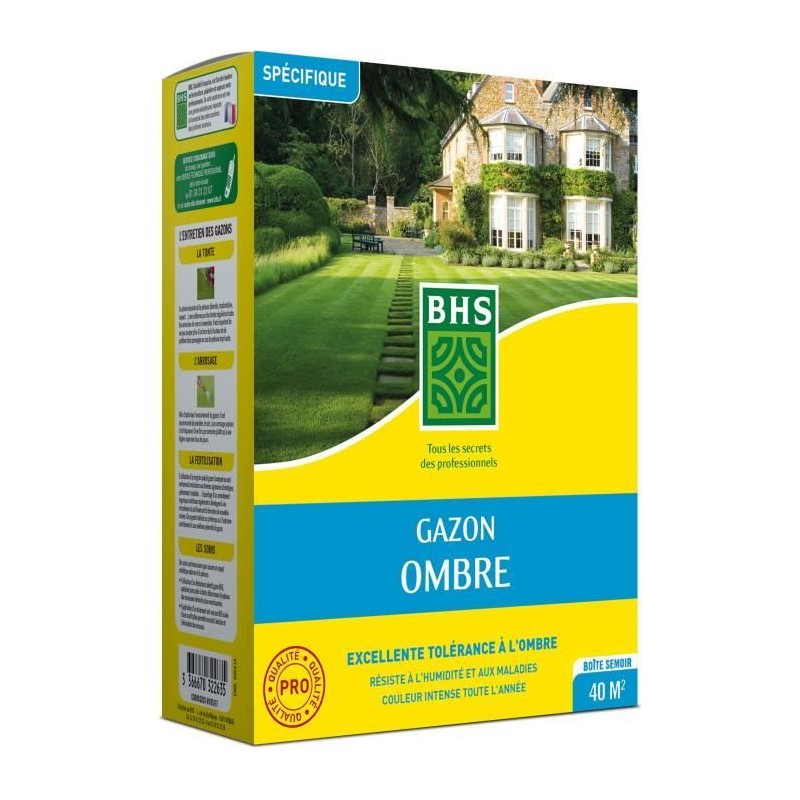 Semence de gazon - BHS - Gazon Ombre 1kg | 40m² | Résistant a la faible lumin...