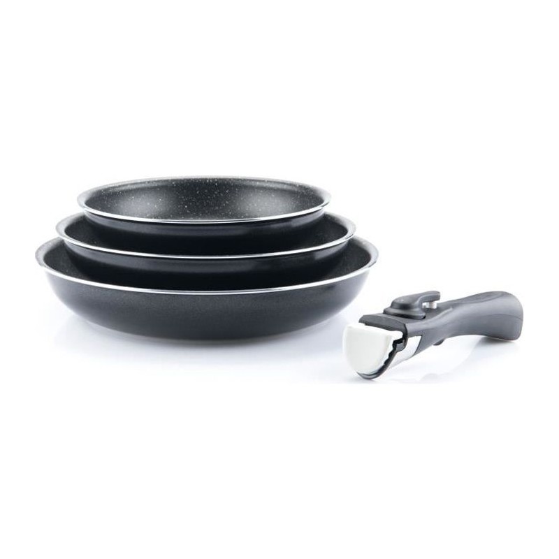 Set de 3 poeles - ARTHUR MARTIN - AM130 - noir - Tous feux dont induction - 2...