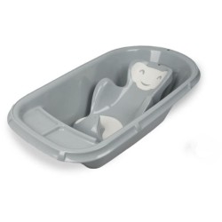 Baignoire bébé - THERMOBABY - Luxe Gris Charme - Taille adaptée - Stable et r...