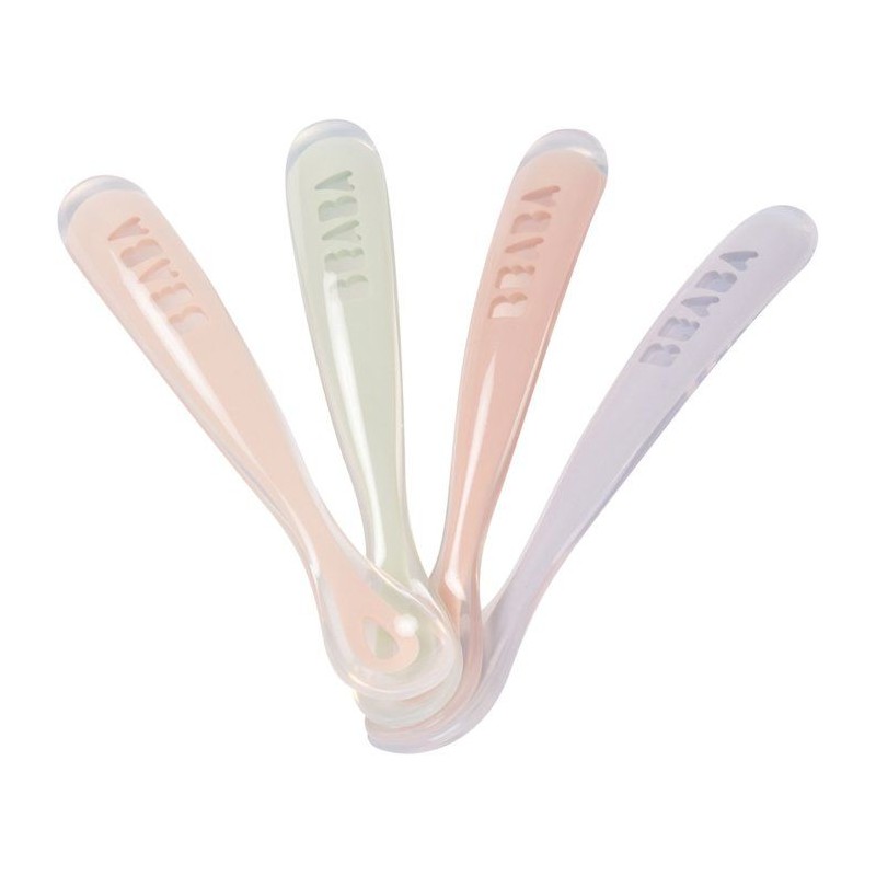 Lot de 4 cuilleres - BEABA - 1er âge - En silicone - Set Barbe a papa / Guima...