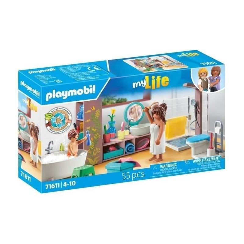 PLAYMOBIL 71611 Salle de bains avec douche et baignoire, My Life, Maison d'ar...