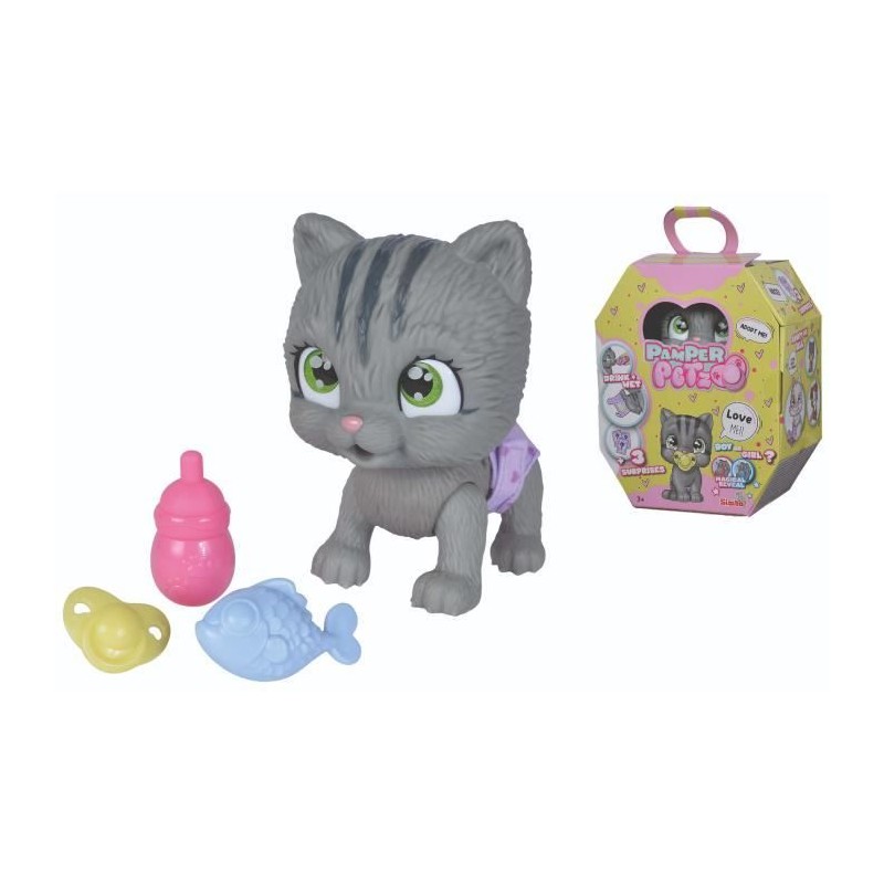Smoby - Pamper Petz - Chat a adopter - 4 accessoires - Articulé - Bois et fai...