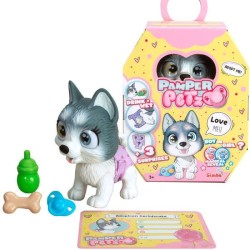 Smoby - Pamper Petz - Husky a adopter - 4 accessoires - Articulé - Bois et fa...