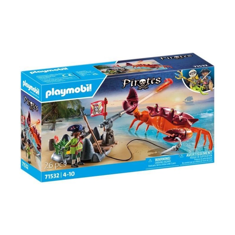 PLAYMOBIL 71532 Pirate et crabe géant, Les Pirates, 26 pieces, Des 4 ans