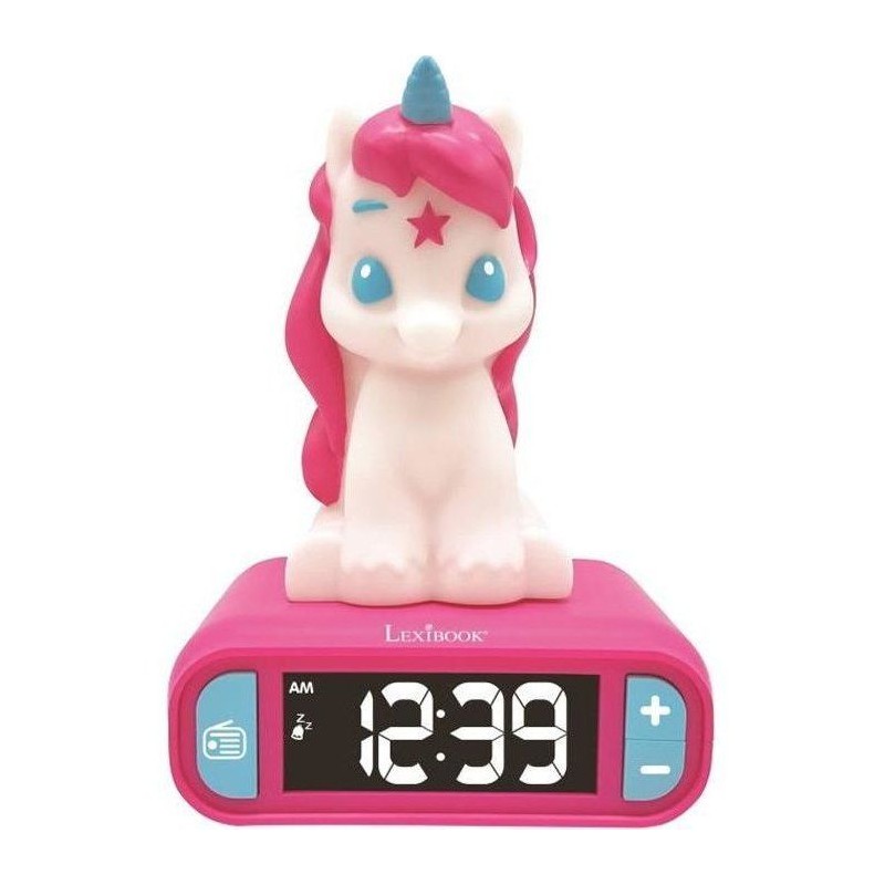 Réveil veilleuse digital LEXIBOOK - Licorne - 3D lumineux et sonore - Blanc e...