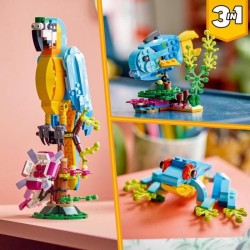 LEGO Creator 3-en-1 31136 Le Perroquet Exotique, Figurines Animaux de la Jung...