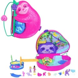 Polly Pocket-La Famille des Paresseux-Coffret 2 en 1, jouet de voyage