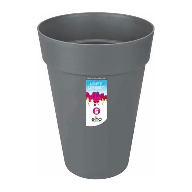 ELHO Pot de fleurs Rond Loft Urban - Ø 34 x 45,6 cm - 23 l - Gris anthracite