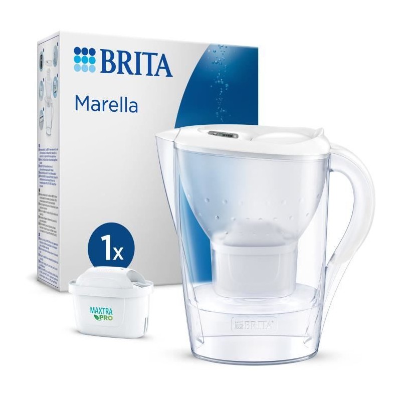 Carafe filtrante BRITA - Marella Blanche - Capacité 2,4L dont 1,4L d'eau filt...