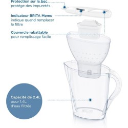 Carafe filtrante BRITA - Marella Blanche - Capacité 2,4L dont 1,4L d'eau filt...