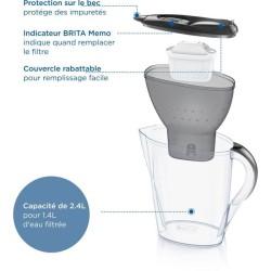 Carafe filtrante BRITA - Marella Graphite - Capacité 2,4L dont 1,4L d'eau fil...