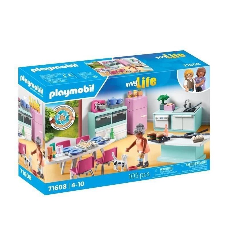 PLAYMOBIL 71608 Cuisine avec ilôt central, My life, Maison d'architecte, 105 ...