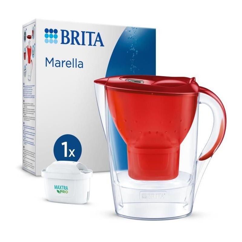 Carafe filtrante BRITA - Marella Rouge - Capacité 2,4L dont 1,4L d'eau filtré...