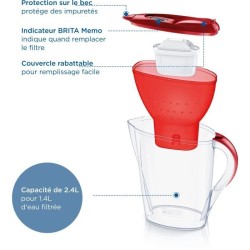 Carafe filtrante BRITA - Marella Rouge - Capacité 2,4L dont 1,4L d'eau filtré...