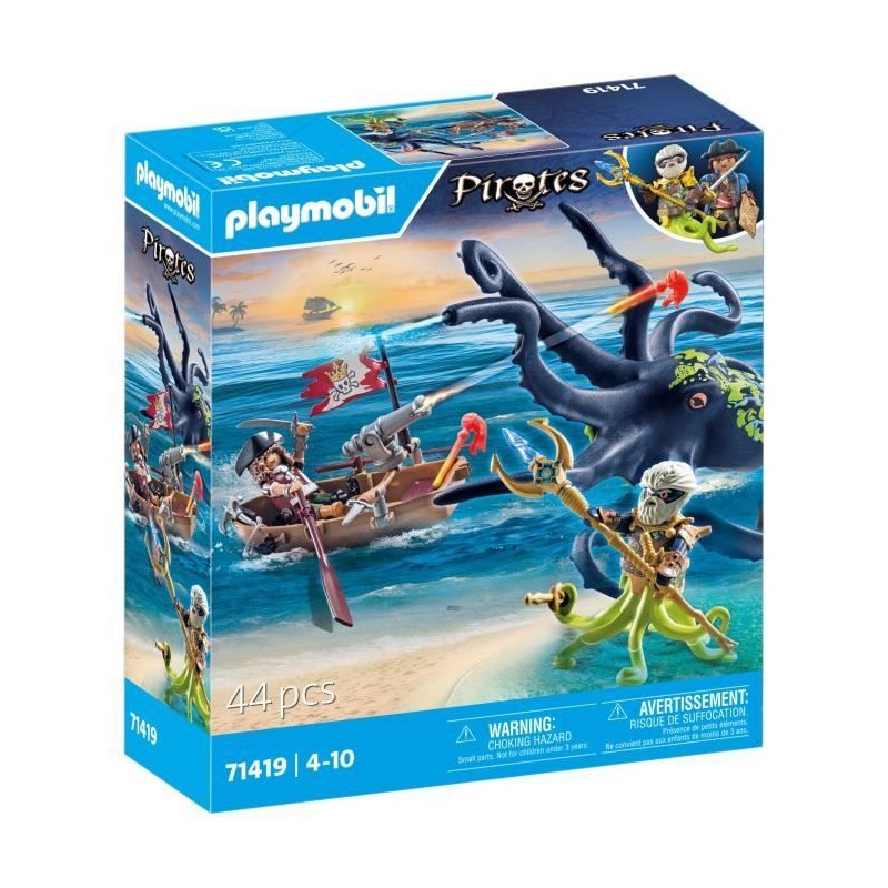 PLAYMOBIL 71419 Pirate avec pieuvre géante, Les Pirates, 44 pieces, Des 4 ans