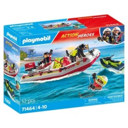 PLAYMOBIL 71464 Bateau de pompier et scooter des mers - Action Hereos - Les p...
