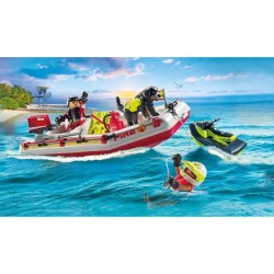 PLAYMOBIL 71464 Bateau de pompier et scooter des mers - Action Hereos - Les p...