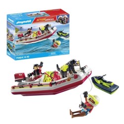 PLAYMOBIL 71464 Bateau de pompier et scooter des mers - Action Hereos - Les p...