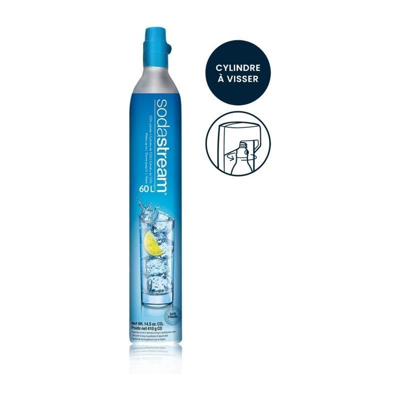 Recharge Gaz SODASTREAM - Systeme original a viser - Jusqu'a 60L d'eau gazéifier